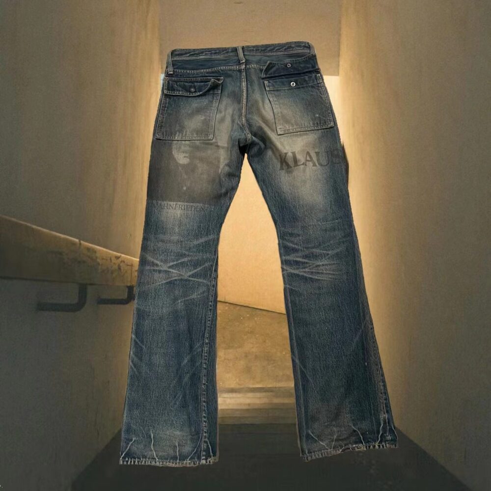 SS06 Undercover "T" Klaus Vintage Flare Cargo Bootcut Denim Jeans Blue size 30